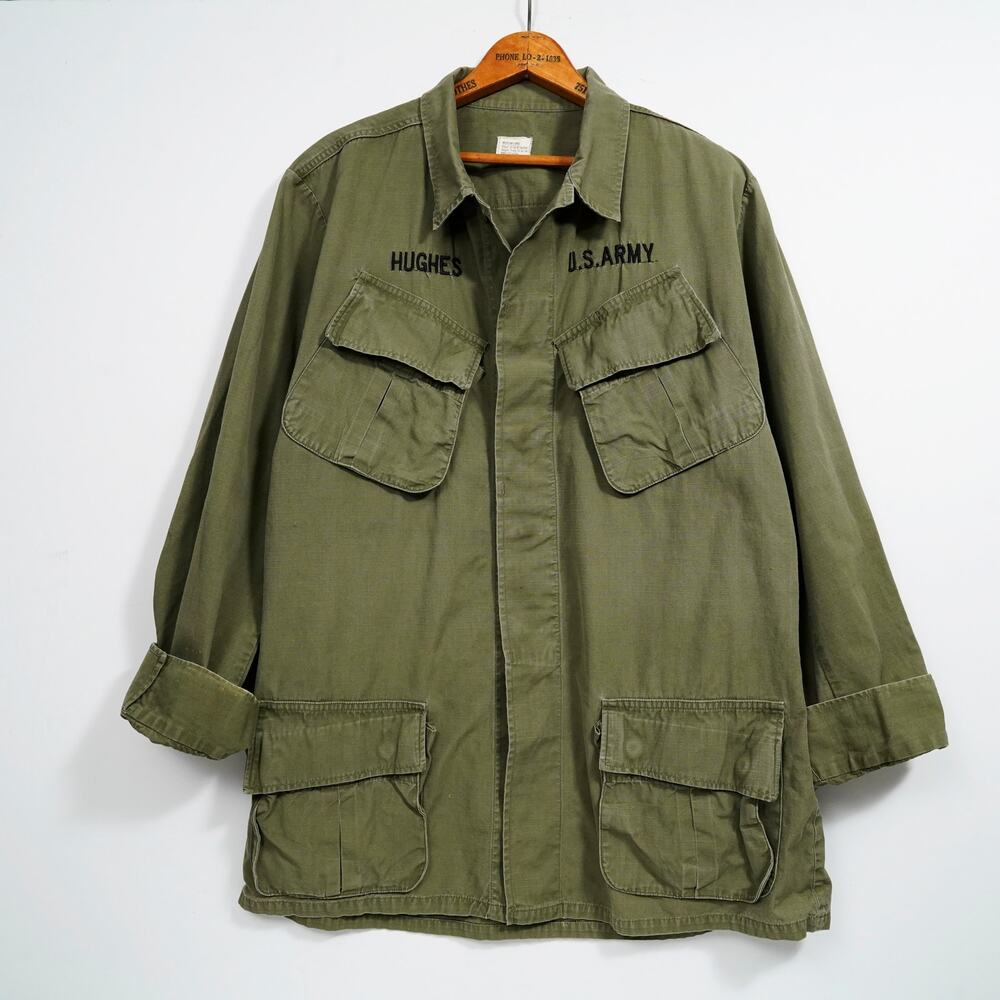 Vintage 1960s U.S. Army Jungle Fatigue Jacket – Ripstop Poplin – Medium Long